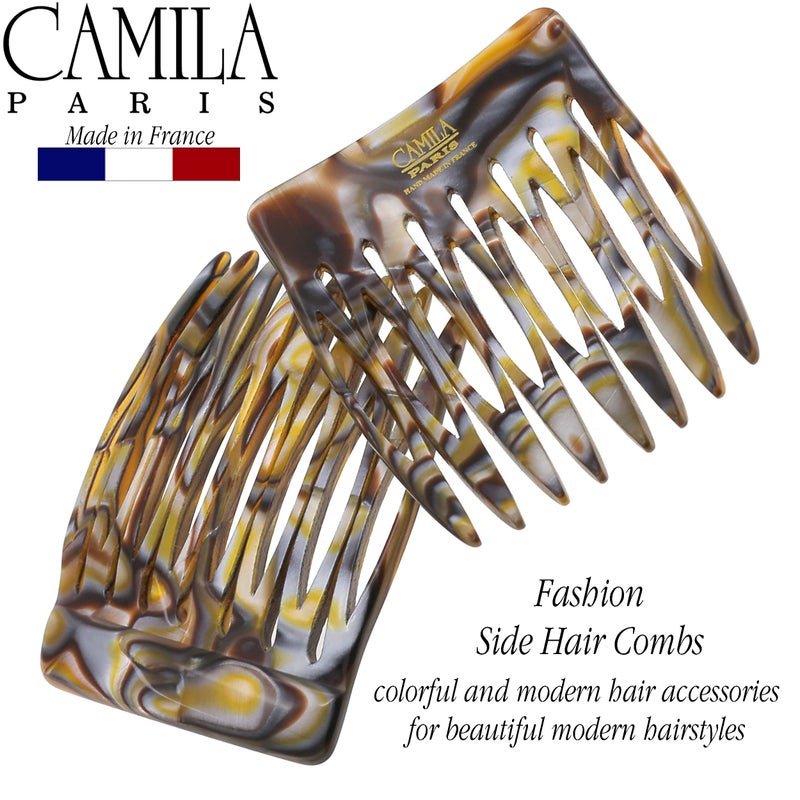 Camila Paris CP2332/2 French Hair Side Comb Handmade Onyx, Small Twist Hair Decorative, Strong Hold Clips for Women Bun Chignon Up-Do Styling Girls Hair Accessories, Made in France - Image 4