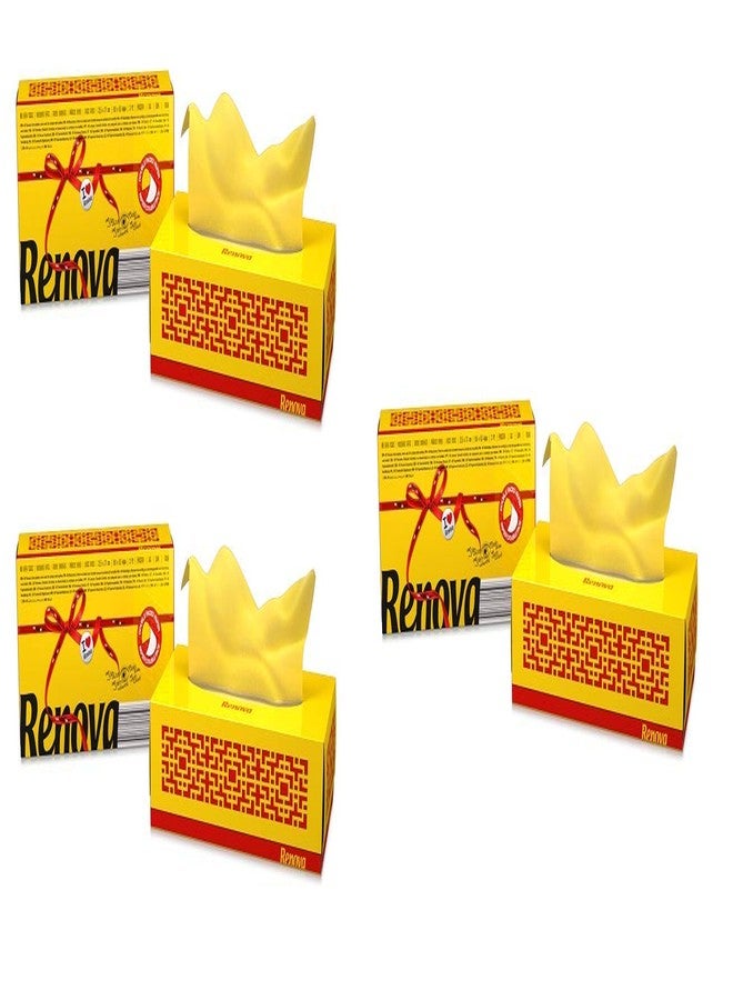 Renova Paper Facial Tissues - Yellow , Pack Of 3, 3 Ply , Extra-soft , Double Faced Tissues With One Side White , First Time In INDIA.