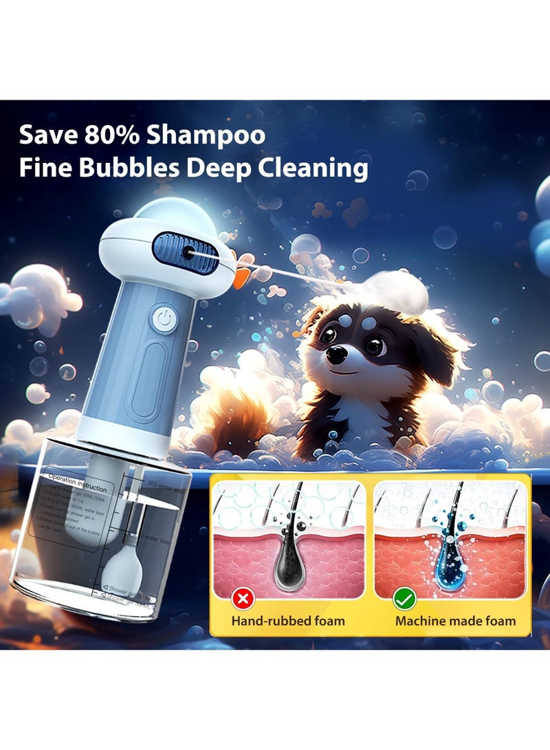 SYOSI Electric Pet Cleaning Foam Machine, Upgrade IPX7 Waterproof Dog Bath Supplies, Automatic Cat Dog Soap Dispenser, Magnetic Charging Shampoo Frother for Dogs Cats, Deep Cleaning Pet Fur (350ml, Blue) - Image 5