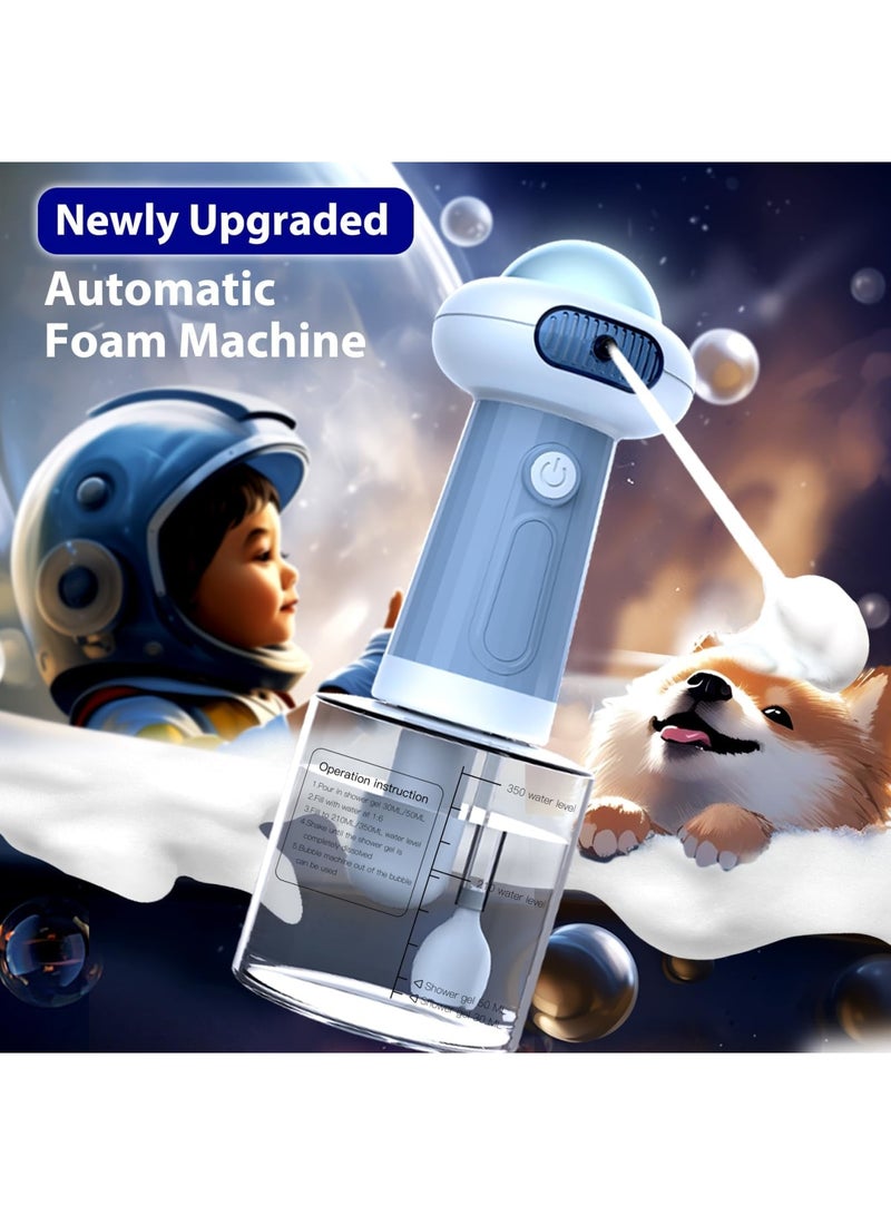 SYOSI Electric Pet Cleaning Foam Machine, Upgrade IPX7 Waterproof Dog Bath Supplies, Automatic Cat Dog Soap Dispenser, Magnetic Charging Shampoo Frother for Dogs Cats, Deep Cleaning Pet Fur (350ml, Blue) - Image 4