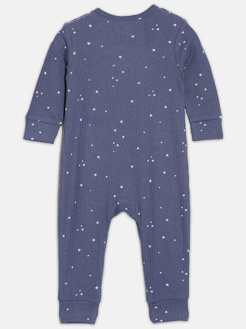 Broon Broon Infant Boys Grey and Dark Blue Printed Organic Cotton Sleepsuit Pack of 2