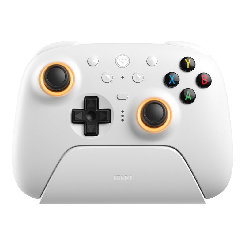 8Bitdo Ultimate 2 Wireless Gaming Controller with TMR Joysticks Switchable Hall EffectTactile Triggers 8Speed Wireless Tech Charging Dock RGB Fire Ring for PC Android White - Image 2