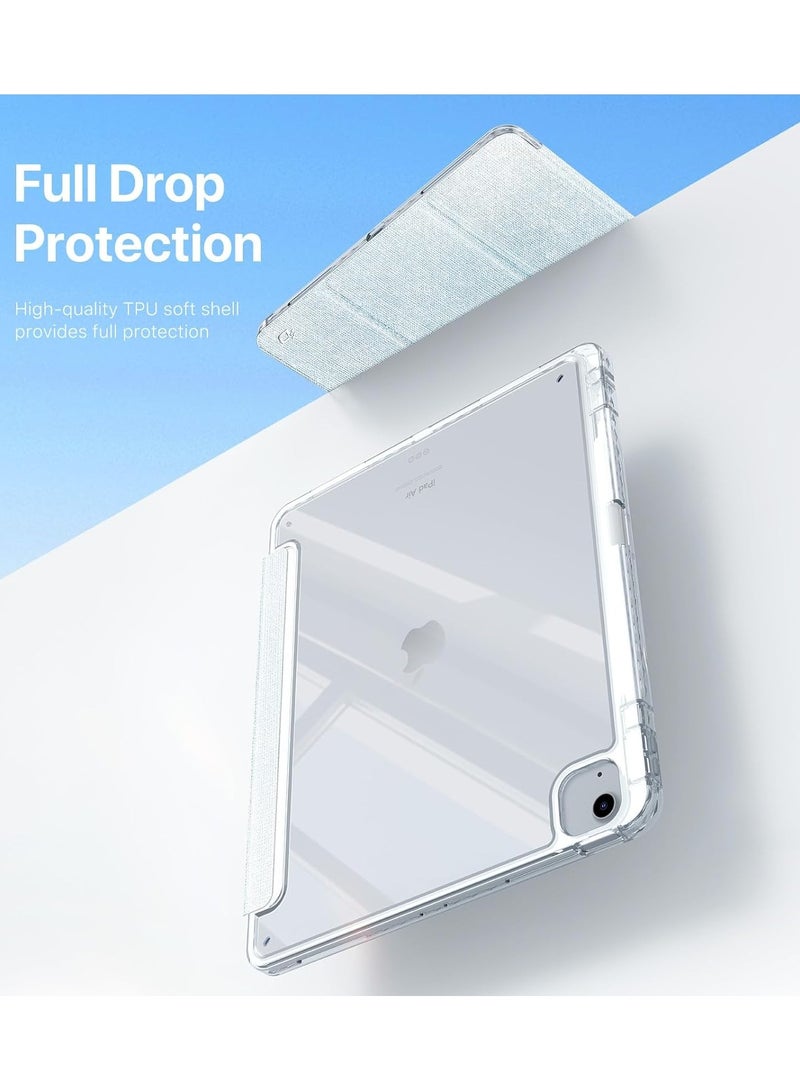 general Case Compatible with iPad Air 13 (2024) 13.0", Tri-Fold PU Leather Case Built-in Pencil Holder Transparent Back Cover Protective Shell with Auto Wake/Sleep - Image 5