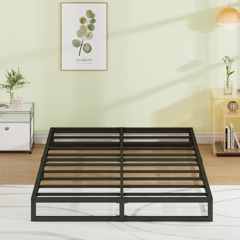EMODA 7 Inch Full Size Bed Frame Heavy Duty Metal Platform No Box Spring Needed Easy Assembly Noise Free Black