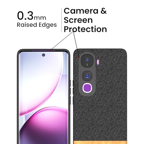 Kapa Soft Fabric & Leather Hybrid Protective Back Cover for Vivo Y400 Pro 5G | Shockproof Slim Hard Anti Slip Back Case (Black,Brown) - Image 3