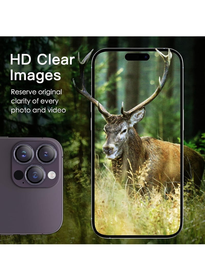 Captaintech iPhone 15 Pro & Pro Max Camera Lens Protector - 9H Tempered Glass with Metal Ring Cover (6.1"/6.7") | HD Clear Anti-Scratch Shield - Image 4