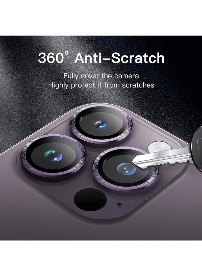 Captaintech iPhone 15 Pro & Pro Max Camera Lens Protector - 9H Tempered Glass with Metal Ring Cover (6.1"/6.7") | HD Clear Anti-Scratch Shield - Image 5