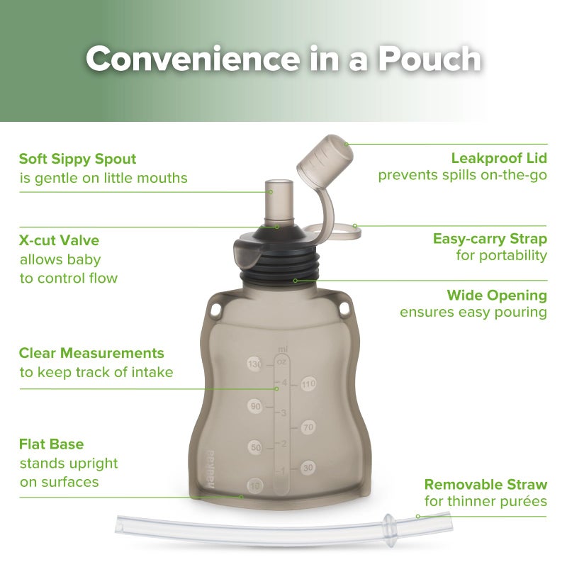 Haakaa Yummy Pouch Reusable Baby Food Pouch, Baby Food Storage Kids Squeezable Pouch, Washable Freezer - Make Homemade Organic Food for Babies/Toddlers, 4oz, 2 Pack,6m+ - Image 4