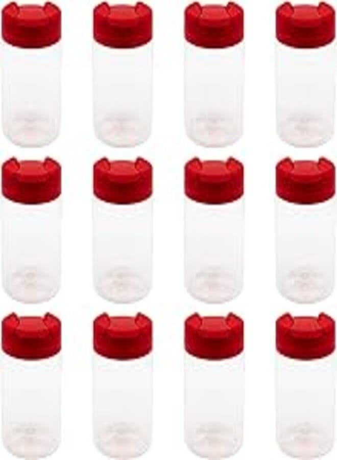 8 Pieces Clear White 300ml Plastic Jar - 6.3 Cents Diameter - (Red Easy Open Close Lid) - High Quality Healthy Plastic Empty Refill Storage Jar - By Funi(300ml)