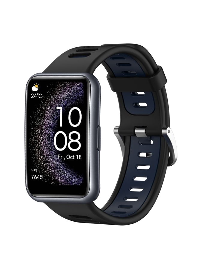 Replacement Strap For Huawei Watch Fit Special Edition Two-Color Silicone Watch Band Black+Blue