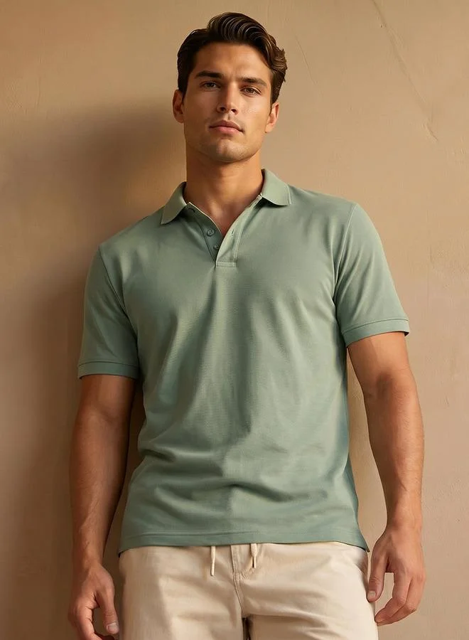 Splash FAV Basic Short Sleeves Textured Polo T-shirt