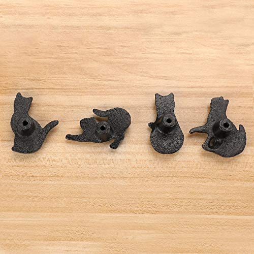 JUXYES Set of 4 Vintage Cat Drawer Handle Pulls, Antique Cast Iron Shape Knobs for Dresser, Cupboard, Cabinet - Retro Decorative - Image 5
