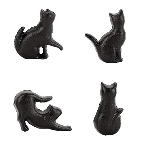 JUXYES Set of 4 Vintage Cat Drawer Handle Pulls, Antique Cast Iron Shape Knobs for Dresser, Cupboard, Cabinet - Retro Decorative - Image 1