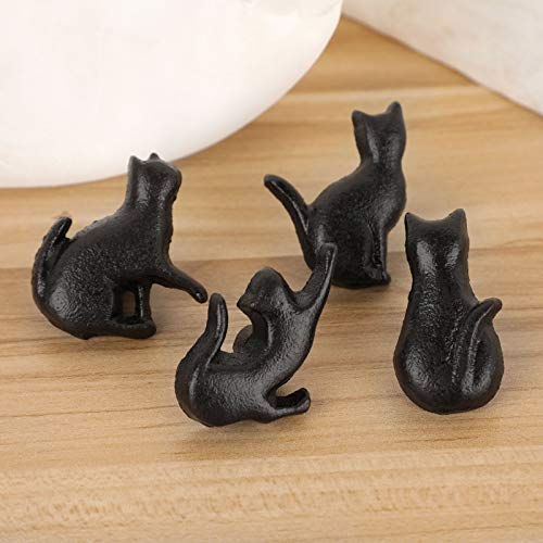 JUXYES Set of 4 Vintage Cat Drawer Handle Pulls, Antique Cast Iron Shape Knobs for Dresser, Cupboard, Cabinet - Retro Decorative - Image 4