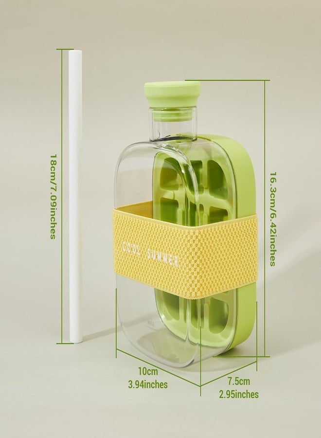 BSITFOW 2-in-1 Ice Cube Bottle with Straw - 500ml & 800ml Easy Press Ice Tray Water Bottle, Leak Proof Lid, Touch-free Vertical Ice Maker for Freezer, Travel, Gym & Home Use (1 pcs)(500 ml)(Multi) - Image 2
