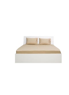 Hotel Linen Klub King Fitted Sheet 1Pc 100 Percent Cotton 250Tc Dobby Box Sateen Size: 200X200+30Cm Beige  - Image 3