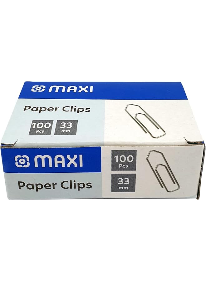 Maxi 33Mm Boat Shape Paper Clip Box Of 100Pc Silver - Image 1