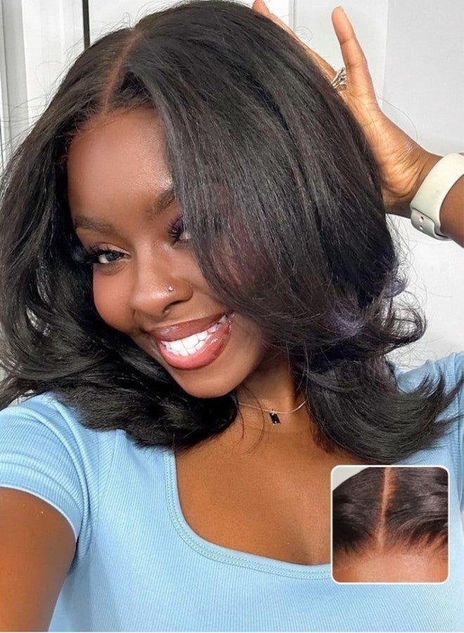 Nadula Pre Everything Glueless Yaki Straight Bob Wig 13x4 HD Pre Cut Short Bob Lace Front Wigs Human Hair with Ear Tape Bleached Invisible Bye Bye Knots Bob Wig Pre Plucked 150% Density 10inch - Image 1