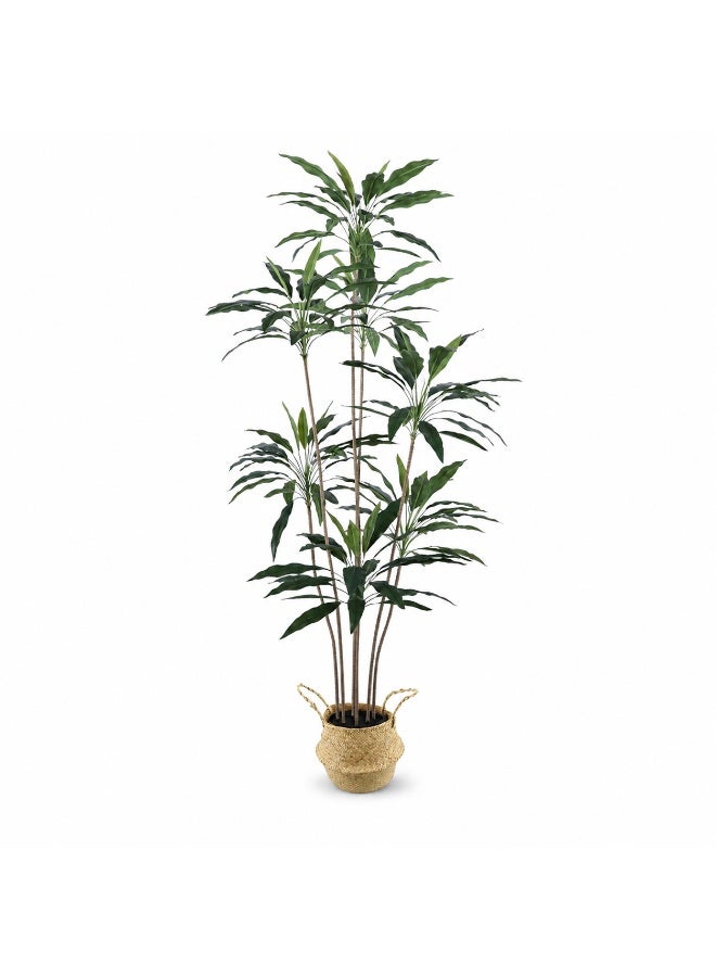 Sinyin Large Artificial Indoor Plant Tree with Woven Basket Pot, Realistic Faux Tropical Plant for Living Room Bedroom Office Hotel Home Decor - Image 1