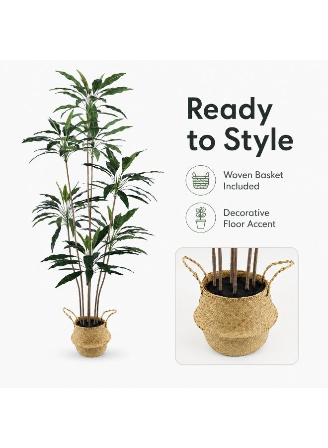 Sinyin Large Artificial Indoor Plant Tree with Woven Basket Pot, Realistic Faux Tropical Plant for Living Room Bedroom Office Hotel Home Decor - Image 2
