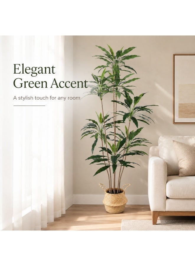 Sinyin Large Artificial Indoor Plant Tree with Woven Basket Pot, Realistic Faux Tropical Plant for Living Room Bedroom Office Hotel Home Decor - Image 4