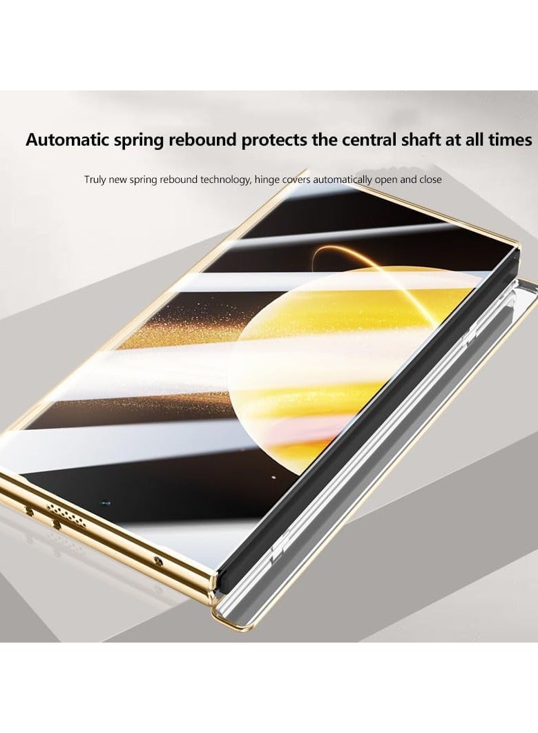 Compatible with Honor Magic V3 Electroplated Frame Magnetic Hinge Protection Grain Leather Case with Lens Holder Privacy Screen Protector For Magic V3 - Image 5