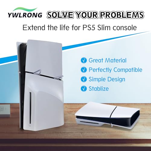 YWLRONG 4Pcs for PS5 Slim Stand Console Bracket Holder Flat Base Horizontal Stand Compatible with Sony PlayStation 5 Slim Disc Edition Accessories(Black+Grey) - Image 3