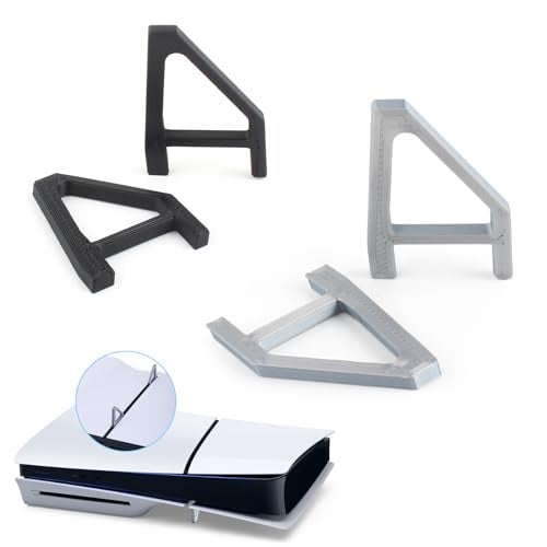 YWLRONG 4Pcs for PS5 Slim Stand Console Bracket Holder Flat Base Horizontal Stand Compatible with Sony PlayStation 5 Slim Disc Edition Accessories(Black+Grey) - Image 1