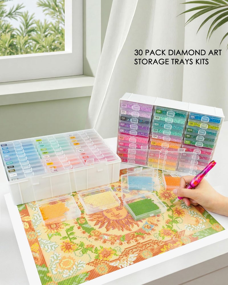 YBUTVY Diamond Art Trays with Lids, 30PCS Diamond Painting Trays with Lids ï¼† Diamond Painting Storage, Diamond Painting Accessories for Diamond Art Beads (1 Pack) - Image 1