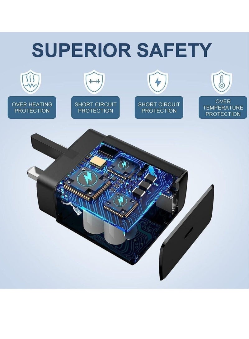 MUNTAQI UK USB C Plug & Cable 45W Charger For Samsung FAST Charge Adapter 3 Pin Mains Wall Charging for galaxy Mobile phone S 24 ULTRA S23 ultra FE S 22 S 21 fe 20 note 20 ultra 10 9 8 a14 a34 a54 - Image 4
