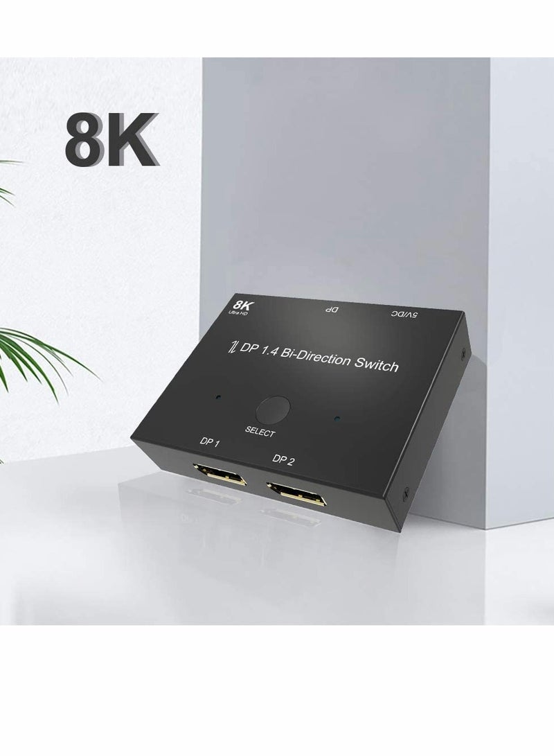 KASTWAVE مبدل DP، من واحد إلى اثنين، من اثنين إلى واحد، محول توزيع ثنائي الاتجاه، 1.4، تحويل ثنائي الاتجاه، 8k@30hz، 4k@120hz، مبدل لمصادر متعددة (8k) - Image 3