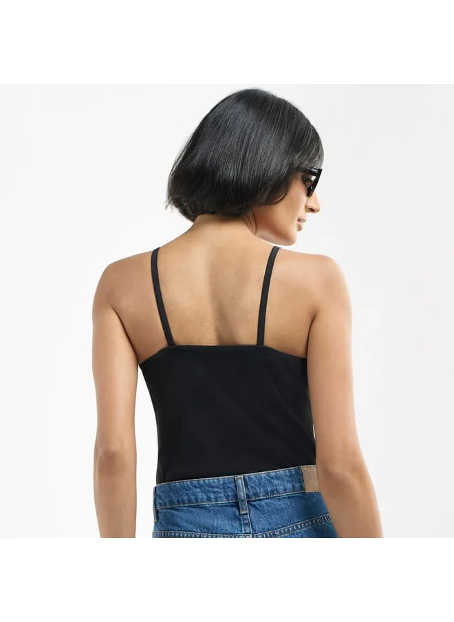 Splash FAV Ribbed Sleeveless Bodysuit with V-neck