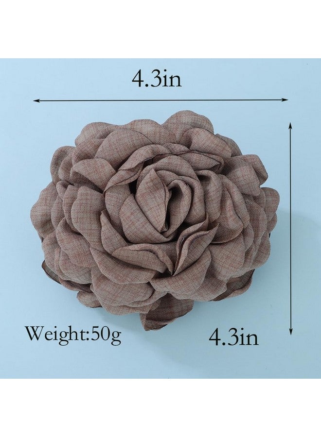 Wiwpar Cute Flower Hair Clips Flower Bow Barrettes Clamps Large Chiffon Rose Flower Fabric Hair Claw Clips Floral Bows Jaw Barrettes Clamps Bun Updo Holders Hair Accessories for Women Girls (Grey) - Image 5