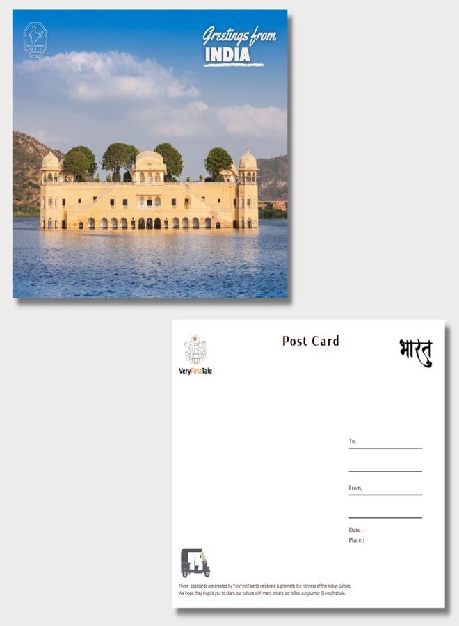 VERYFIRSTTALE India Postcards | Greetings From India - Jaipur Jal Mahal Postcard | Pack of 5 | Postcard From India | Indian Souvenirs | Glossy Finish | 14 cms x 10.7 cms with FREE Envelopes | Jaipur Postcards - Image 5