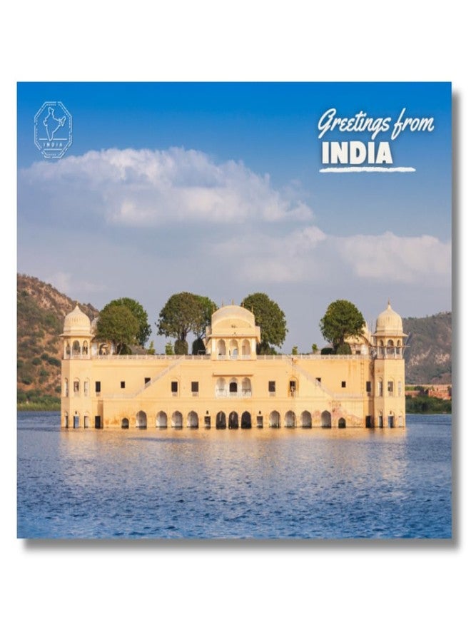 VERYFIRSTTALE India Postcards | Greetings From India - Jaipur Jal Mahal Postcard | Pack of 5 | Postcard From India | Indian Souvenirs | Glossy Finish | 14 cms x 10.7 cms with FREE Envelopes | Jaipur Postcards - Image 1