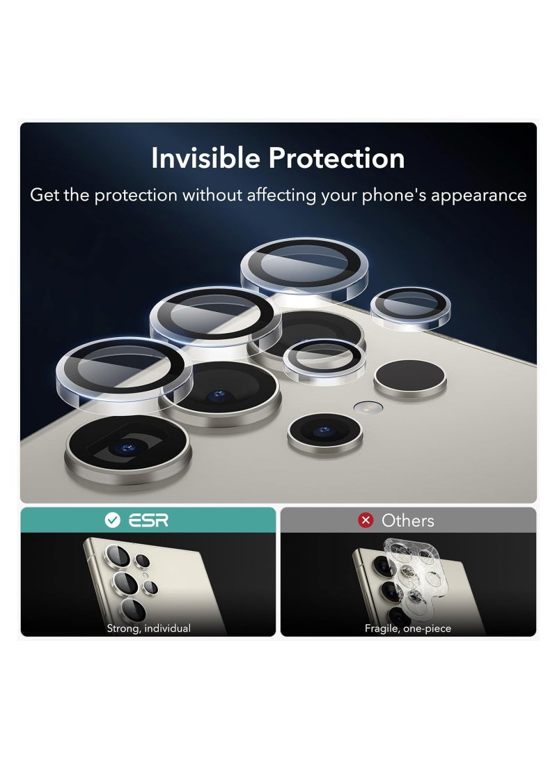 Samsung Galaxy S24 Ultra Camera Lens Protector, Individual Lens Protectors, Scratch-Resistant Ultra-Thin Tempered Glass with Aluminum Edging, Galaxy S24 Ultra Case Friendly, 2 Set, Clear - Image 3