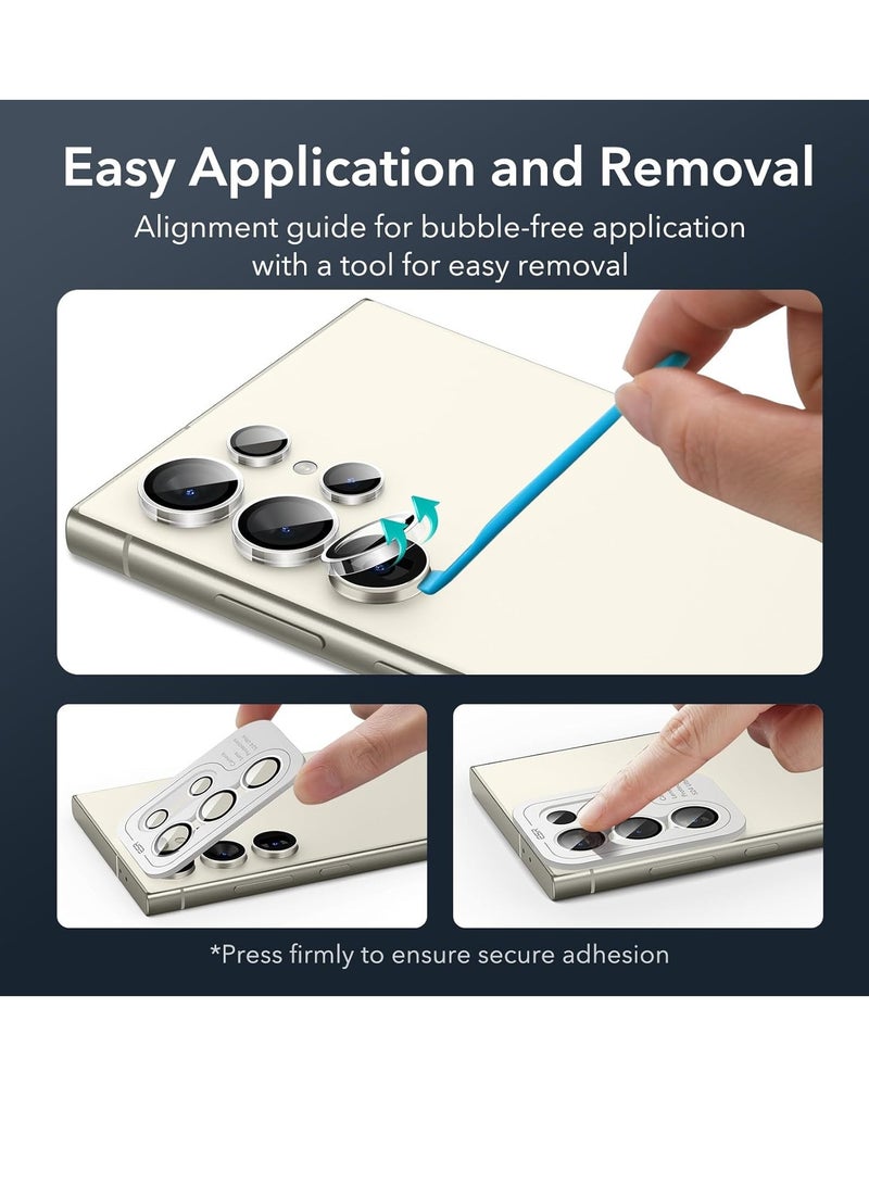 Samsung Galaxy S24 Ultra Camera Lens Protector, Individual Lens Protectors, Scratch-Resistant Ultra-Thin Tempered Glass with Aluminum Edging, Galaxy S24 Ultra Case Friendly, 2 Set, Clear - Image 4