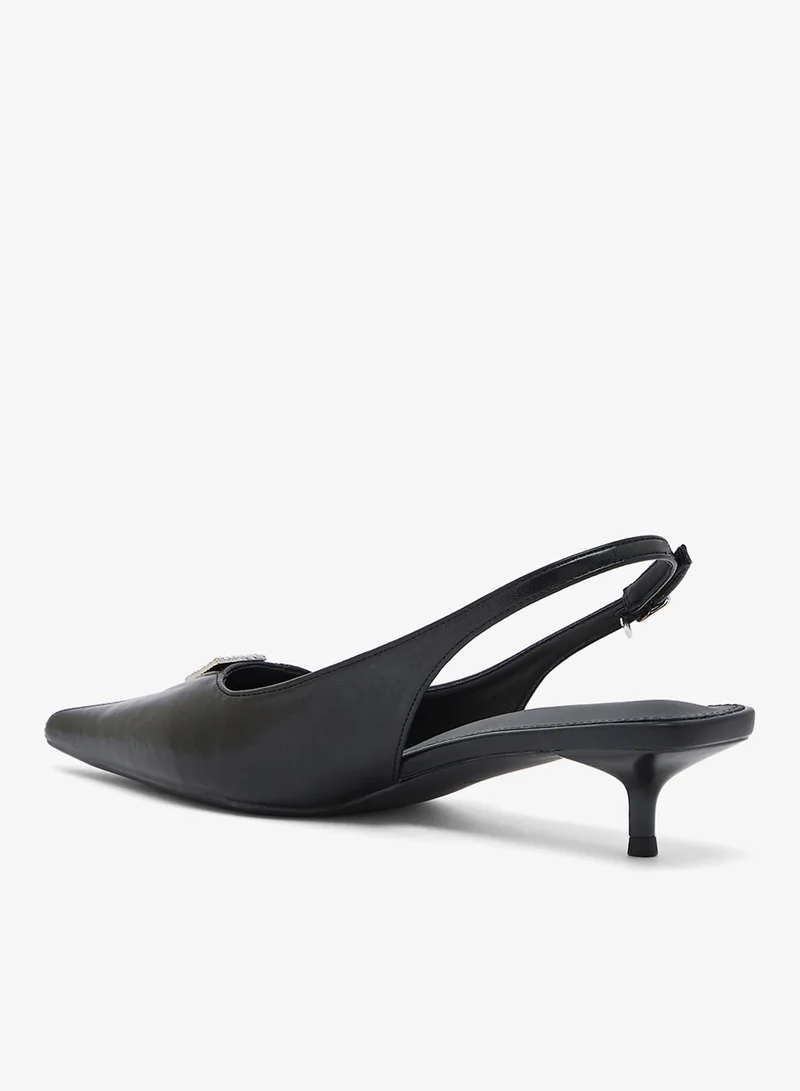 Ginger Black Sling Back Kitten Heel Pumps for Women | Best Price UAE