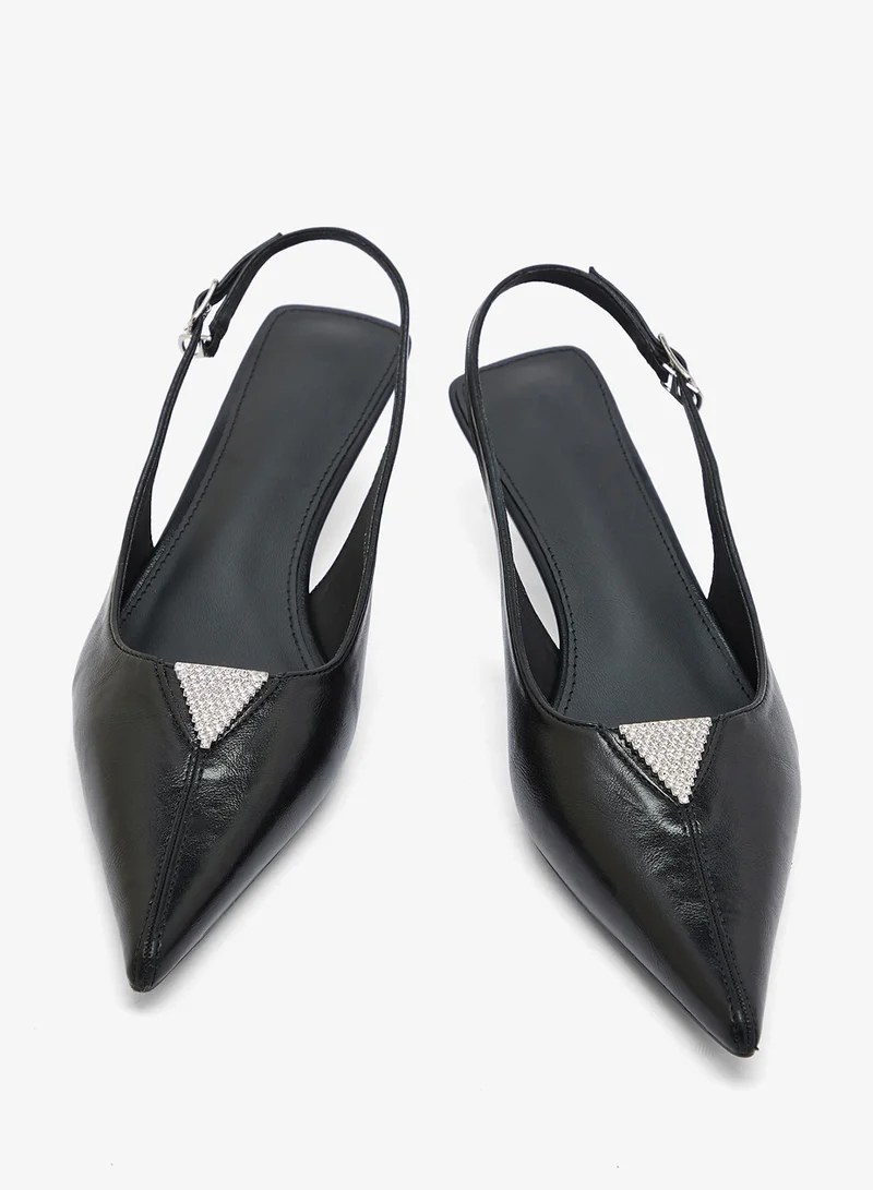 Ginger Black Sling Back Kitten Heel Pumps for Women | Best Price UAE