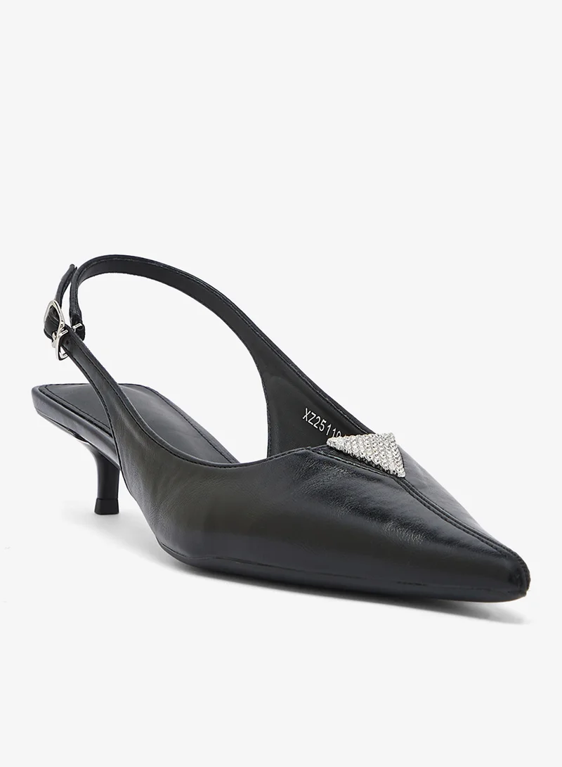 Ginger Sling Back Kitten Heel Pumps