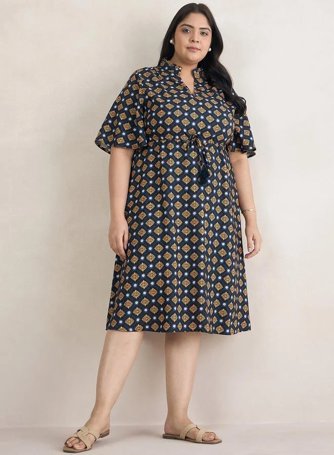 Femmella Printed Tie-Waist Dress