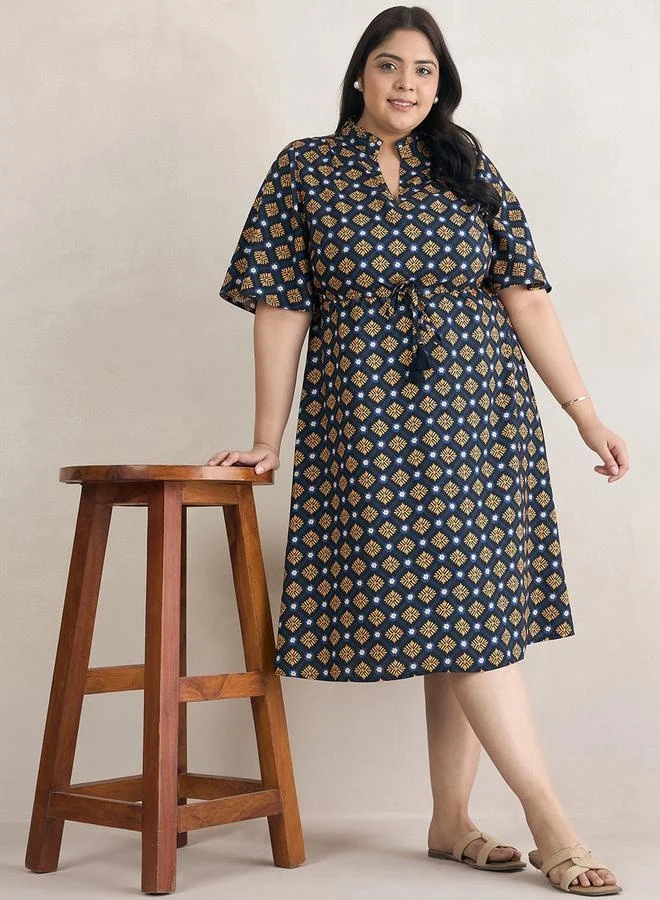Femmella Printed Tie-Waist Dress