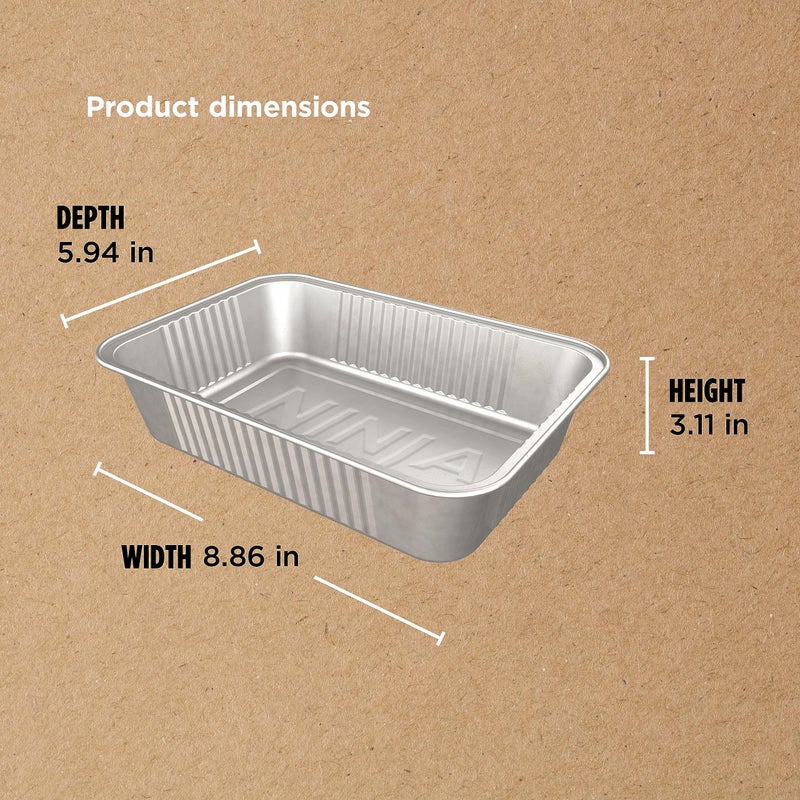 Ninja XSKTRYLRXL Woodfire Large Grease Tray Liners, Compatible with OG800 and OG900 Series, 5.91'' X 8.66'' X 1.97'', Pack of 10 Disposable Aluminum Foil Drip Pan, Silver - Image 3