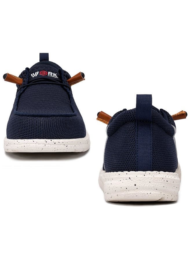 LARNMERN Slip On Steel Toe Loafers Women Work Safety Shoes Lightweight Comfortable Walking Sneakers(7 Women, Navy Blue) - Image 3
