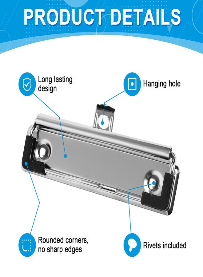 SBYURE 20 Pack Clipboard Clips with Rivets Mountable Clipboard Clamps Stainless Clipboards Hardware with Rubber Grip and Hanging Hole for Office, School, Home (3.94x1.18 inch) - Image 3