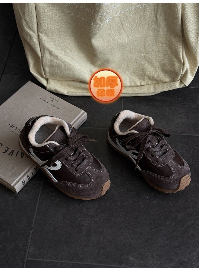 Xshx Little Rod Training｜boys And Girls Autumn And Winter Retro Sports Functional Thin-soled Velcro Leather Casual Star Style