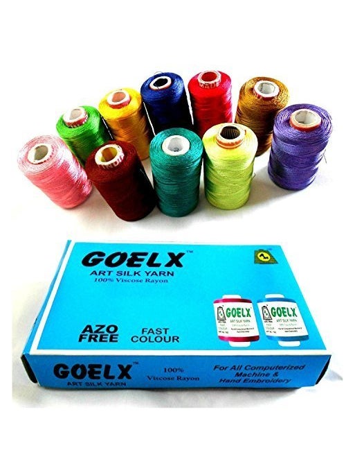 GOELX Goelx Silk Thread 10 Spools Multicolour for Bangle-Jhumka-Jewellery Designing 