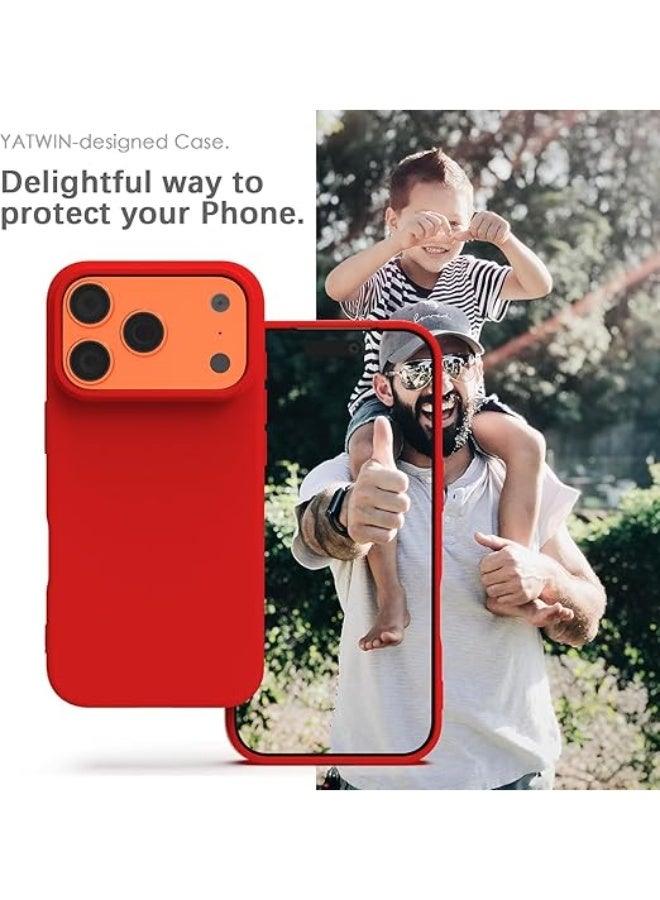 جراب متوافق مع iPhone 17 Pro Max مقاس 6.9 بوصة، غطاء واقٍ رفيع من السيليكون السائل بثلاث طبقات من المطاط الناعم المقاوم للصدمات مع بطانة من الألياف الدقيقة المضادة للخدش (أحمر) - Image 5