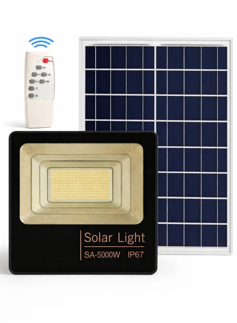 AL THURAYAT High-brightness solar floodlight with independent panel, waterproof solar lamp 5000 W with high power and wide illumination that easily covers larger areas, the ideal solution for lighting gardens and entrances. - Image 1