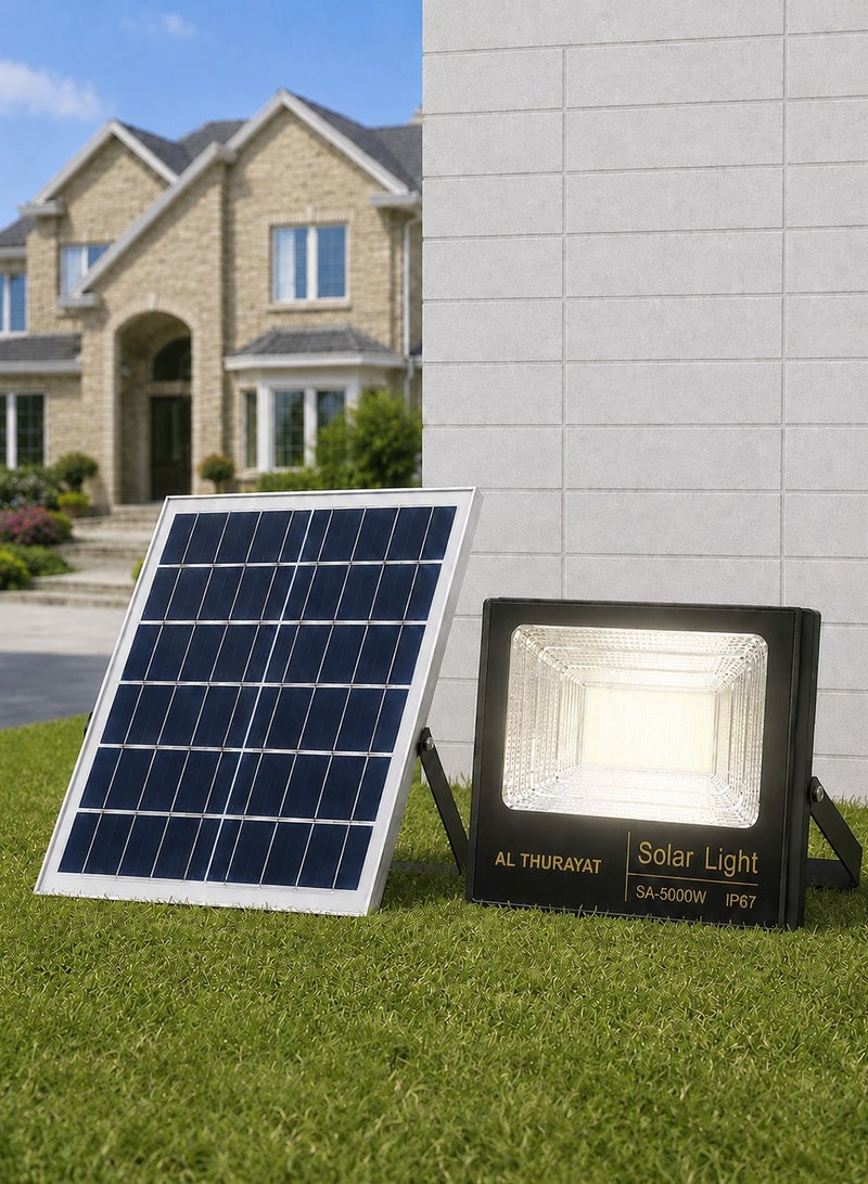 AL THURAYAT 5000W Solar LED Flood Light Outdoor with Separate Solar Panel – IP67 Waterproof Solar Lamp with Remote Control for Garden, Yard and Security Lighting - Image 2